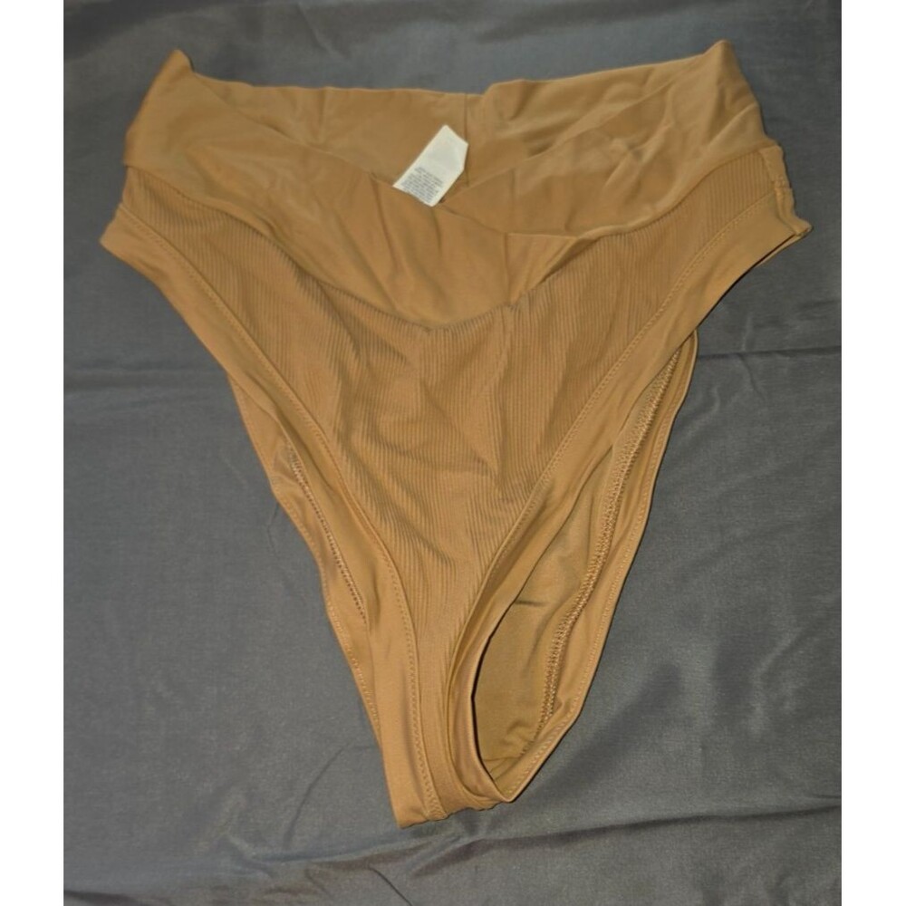 Aerie High Cut Cheeky Swim Bathing Suit Bottom Brown New Large L